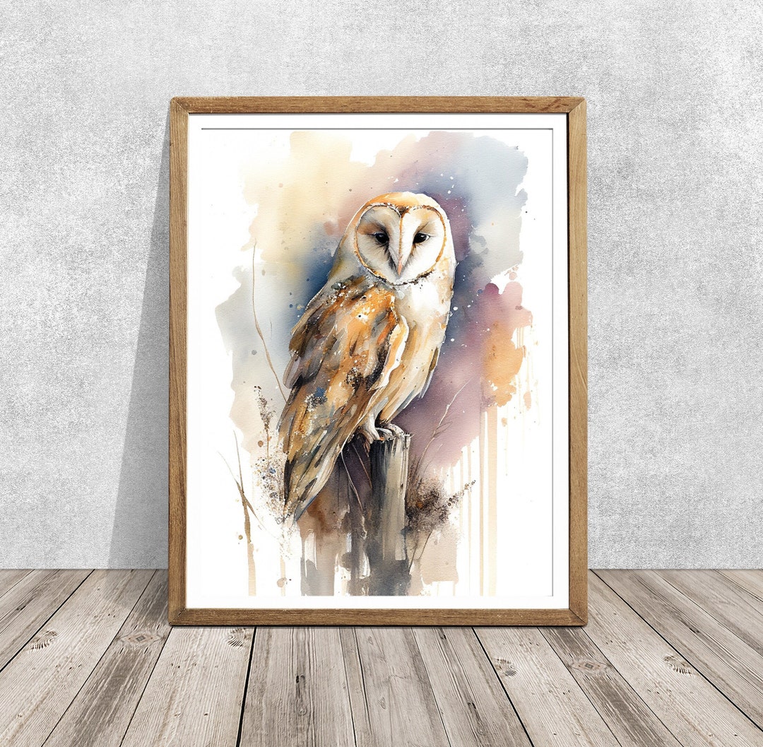 Barn Owl Watercolor Art Print: Signed Bird Wall Decor - Etsy