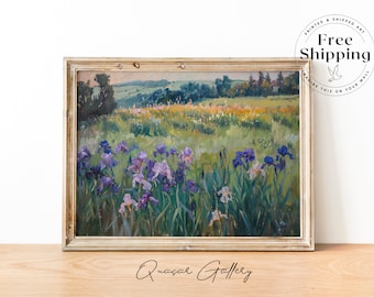 Iris Field Art Print: Impressionism Landscape Wall Art