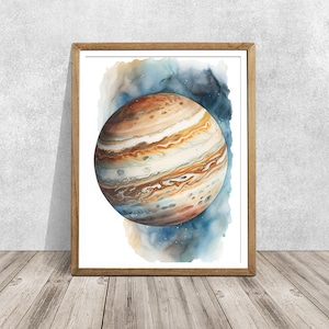 Jupiter print, Jupiter painting, Cosmic print, cosmic wall art, Jupiter watercolor art, Jupiter wall decor, wall art