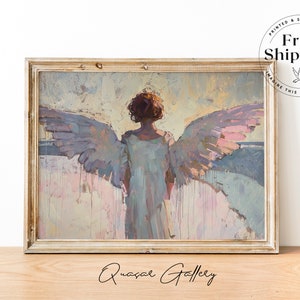 Vintage Angel Artwork, Spiritual Wall Art, Angel Artwork, Angel Wall art print,