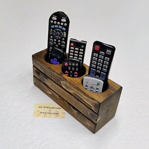 Rustic Repurposed Framing Lumber Remote Control Holder, Three 2-1/2 Inch Round Storage Holes, #640
