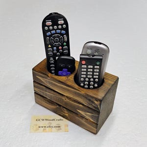 Rustic Repurposed Framing Lumber Remote Control Holder, Two 2-1/2 Inch Round Storage Holes, #638