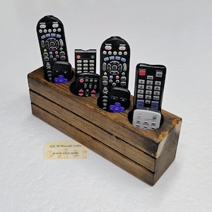 Rustic Repurposed Framing Lumber Remote Control Holder, Four 2-1/2 Inch Round Storage Holes, #642