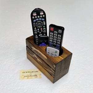 Rustic Repurposed Framing Lumber Remote Control Holder, Two 2-1/2 Inch Round Storage Holes, #637
