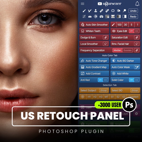 Panneau de retouche beauté, plugin Photoshop, retouche photo avancée