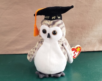 Wiser the Owl Rare Retired Ty Beanie Baby 1999; Graduation Owl Class of 1999