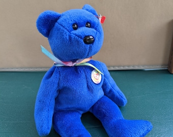 Clubby the Lavender Bear Retired Ty Beanie Baby Bear 1998