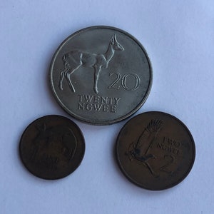 1968 Zambia Three-Coin Set: 1968 Zambian One Ngwee, 1968 Zambian Two Ngwee, 1968 Zambian Twenty Ngwee