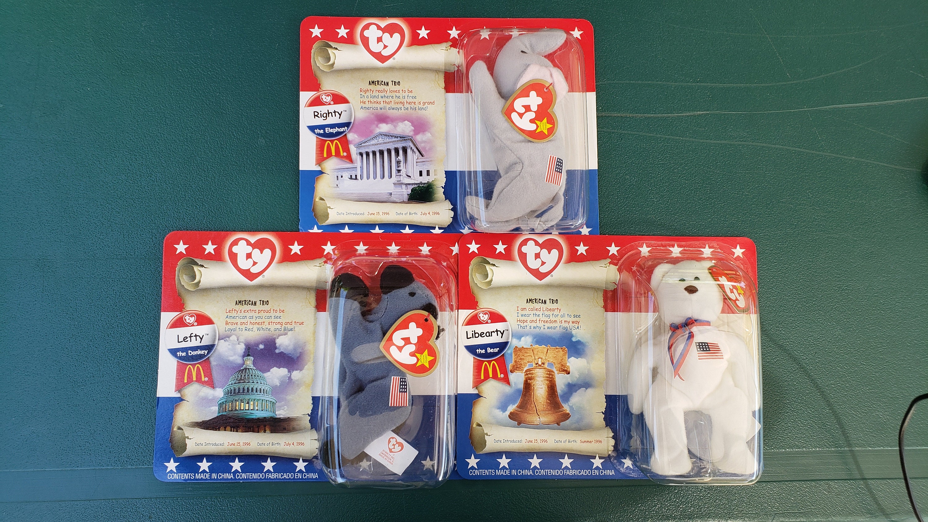 American trio hotsell beanie babies worth