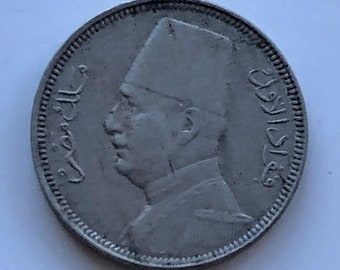 1929 Egyptian 2 Milliemes coin; Egypt two milliemes