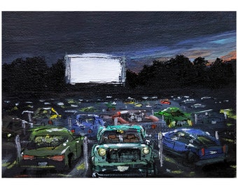 Wellfleet Drive-In Theatre Premium-Quality Print (Gicleé) | Pop Art | 5"x7" |  "The Drive-In" | Print of original work | Cape Cod Art