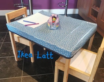 LATT Table cover | Oilcloth fitted cover with boxed corners to fit IKEA LATT Table top 63cm x 48cm | Assorted designs available