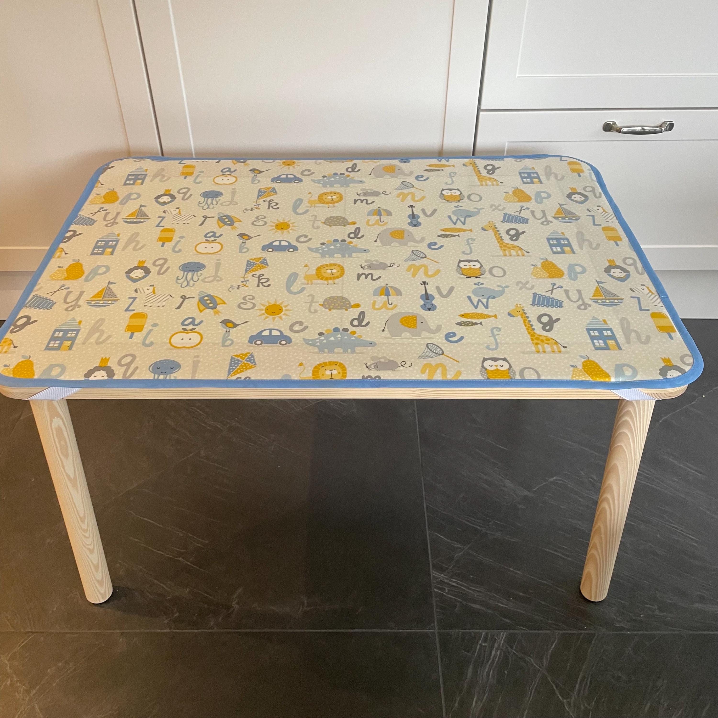 Oilcloth Table Mat With Elastic Corner Fastenings to Fit IKEA FLISAT Sensory Table in Alphabet Design Etsy