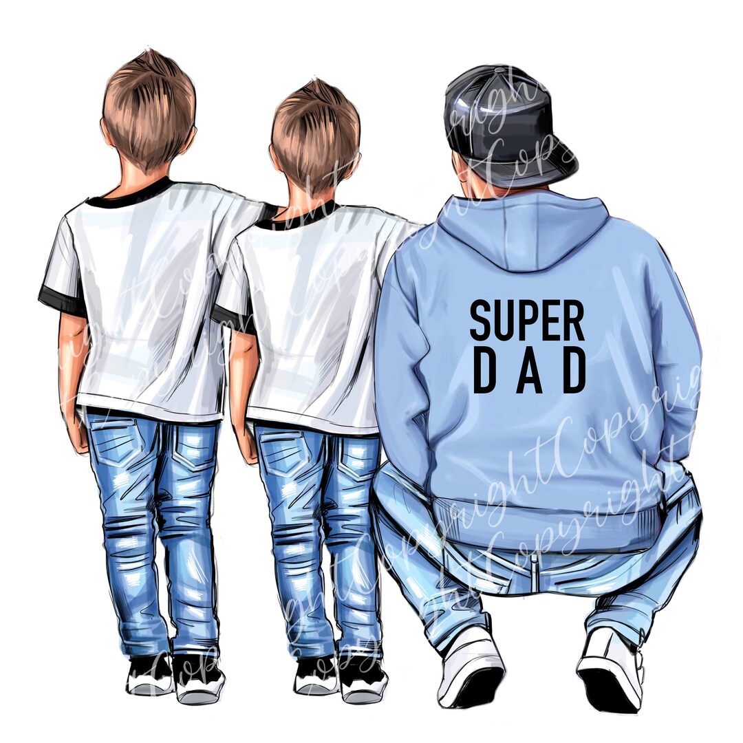 Dad and Sons Clipart, Dad, Son, Boy, Kid, Clipart, Sticker, Dad Day
