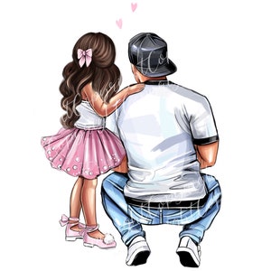 papà e figlia clipart capelli castani, papà, figlia, clipart, adesivo, festa del papà, foto