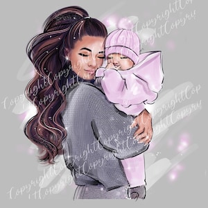 Mom and daughter, clipart, mom, mother, daughter, sticker, day mom