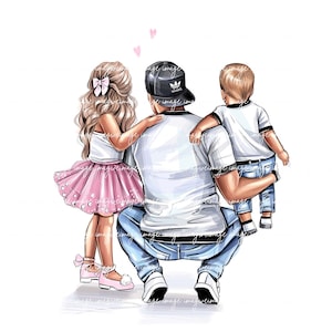 papá, hija e hijo imágenes prediseñadas, papá, hija, imágenes prediseñadas, pegatina, día de papá, imagen