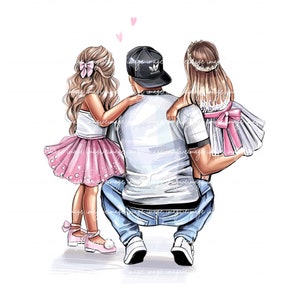 Clipart di papà e figlie, papà, figlia, clipart, adesivo, giorno del papà, foto