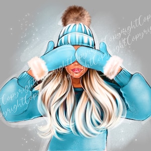 Clipart winter girl, girl, Fashion, sticker, blonde