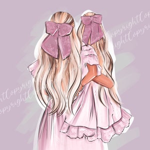 Maman et fille, clipart, maman, mère, fille, autocollant, maman de jour