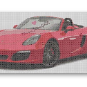 Sports Car Cross Stitch Pattern, Porsche 718 Cross Stitch Pattern, Porsche Boxster