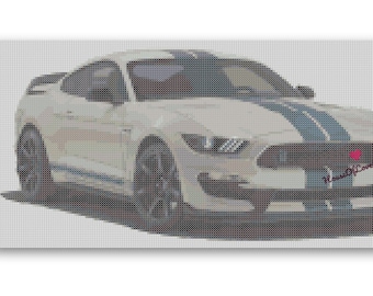 Sports Car Cross Stitch Pattern, Mustang Shelby GT350 Heritage Edition Cross Stitch Pattern, Pony Car Cross Stitch Pattern