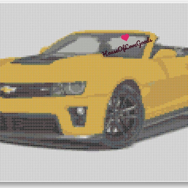 Sports Car Cross Stitch Pattern, Camaro ZL1 Cross Stitch Pattern, Pony Car Cross Stitch Pattern