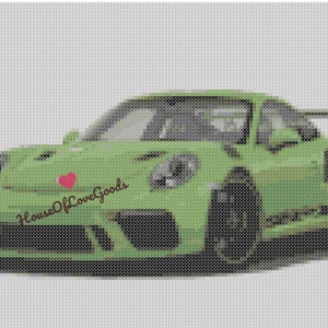 Supercar Cross Stitch Pattern, Sports Car Cross Stitch Pattern, Porsche GT3RS Cross Stitch Pattern, Porsche 911 GT3RS