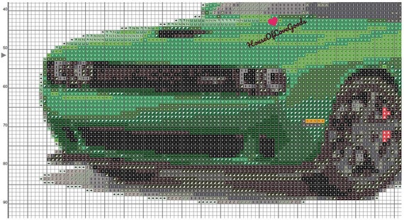Sports Car Cross Stitch Pattern, Dodge Challenger Cross Stitch