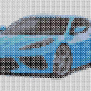 Supercar Cross Stitch Pattern, Sports Car Cross Stitch Pattern, Corvette C8 Cross Stitch Pattern