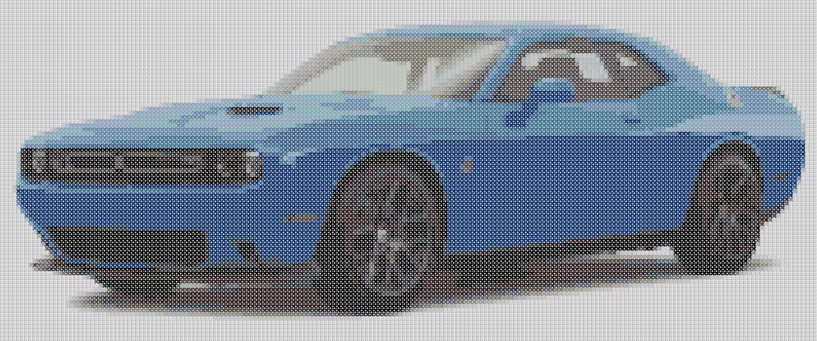 Sports Car Cross Stitch Pattern, Dodge Challenger Cross Stitch
