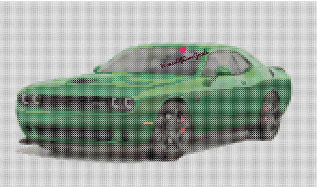 Sports Car Cross Stitch Pattern, Dodge Challenger Cross Stitch
