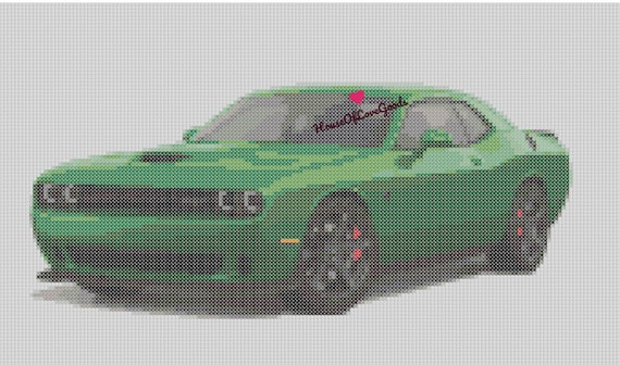 t　オーダー刺繍アート作品　DODGE CHALLENGER Sports Car Cross Stitch Pattern, Dodge Challenger Cross Stitch