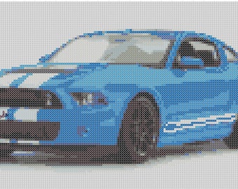 Sports Car Cross Stitch Pattern, Mustang Shelby GT500 Cross Stitch Pattern, Pony Car Cross Stitch Pattern