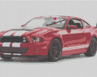Sports Car Cross Stitch Pattern, Mustang Shelby GT500 Cross Stitch Pattern, Pony Car Cross Stitch Pattern