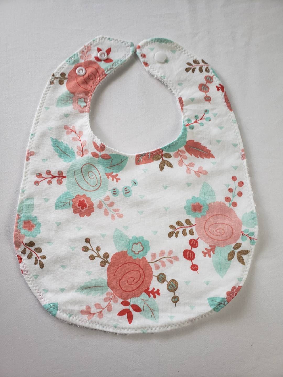 Floral Baby Bib With Matching Burp Cloth Set Etsy