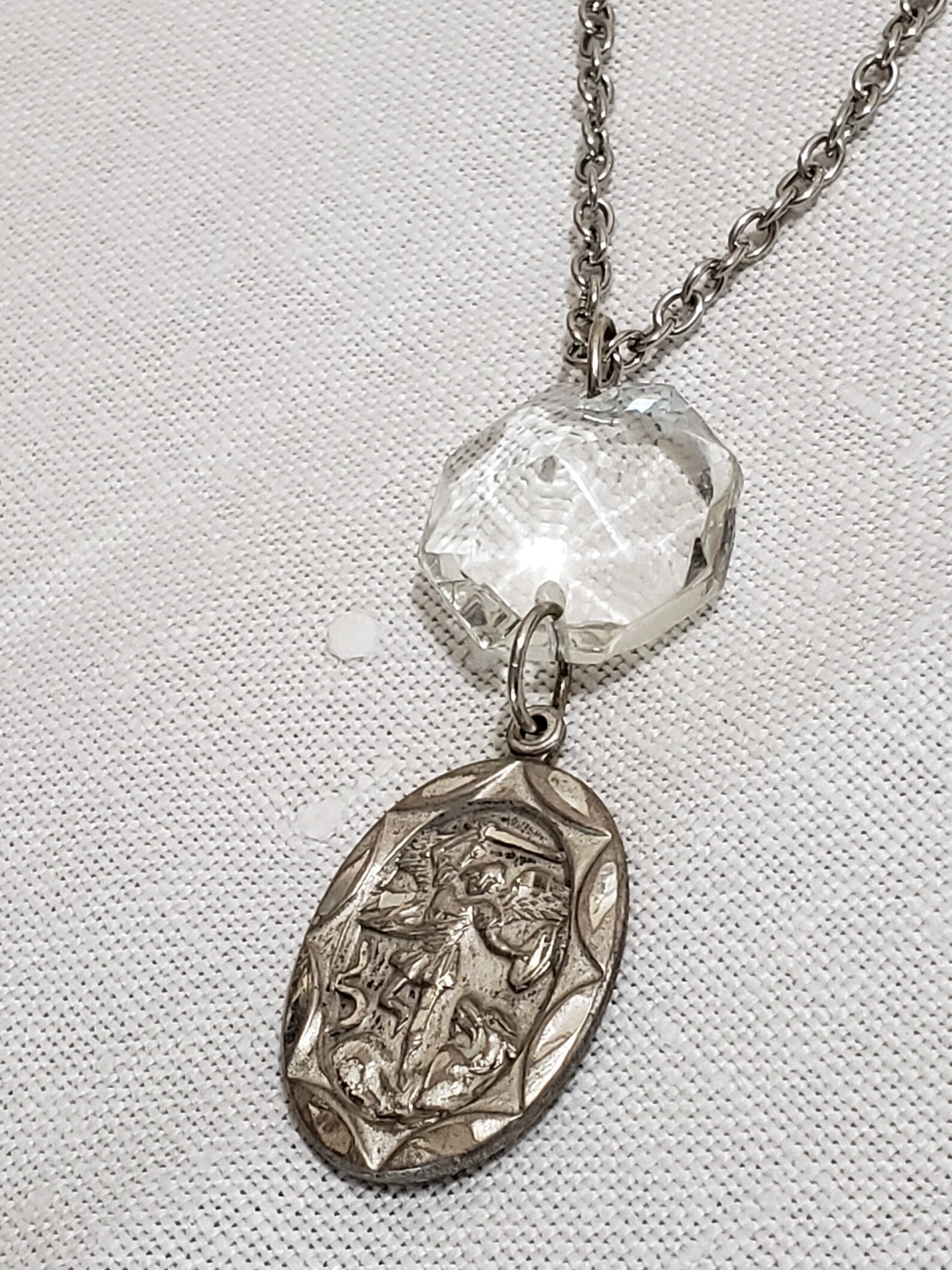 Sterling Silver St. Michael Pendant Necklace Vintage Bliss 925 Etsy