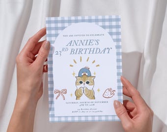Mofusand Cat Birthday Invitation | Customizable Party Invite (Digital Download)