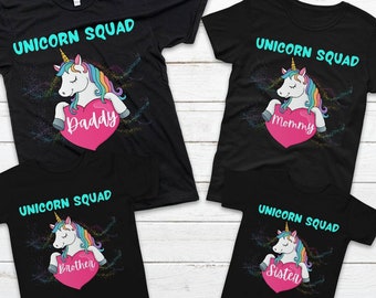 unicorn squad shirt, unicorn birthday family shirt, unicorn birthday shirt for mom, dad, brother, sister, unicorn family shirt