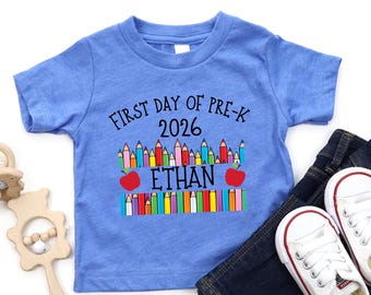 Personalized First Day Of Pre-K Shirt, Crayon Design