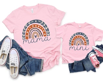 Rainbow mama and mini Shirt, Mama And Mini Shirt , Mama Shirt, Mini Shirt ,Mothers Day Gift, Mommy And Me Shirt, CUSTOM family Tee