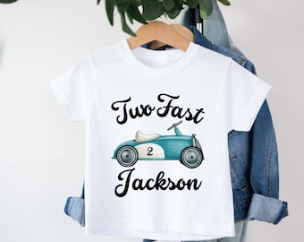 Two Fast Birthday Shirt, Race Car Birthday Shirt, 2nd Birthday Shirt, Racing Birthday Party, Racing Toddler Boy Shirt, retro race car