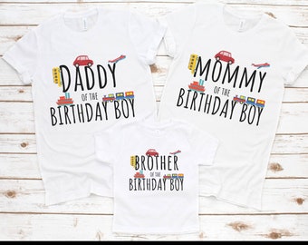 transportation Matching Family Shirts, Things that Go Birthday Mom Shirt, Traffic Jam Birthday Dad,Transportation Birthday shirt