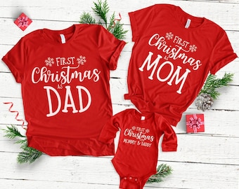 Our first Christmas family shirts personalized, Matching Family shirts, personalised christmas family tshirt, quarantine christmas shirts