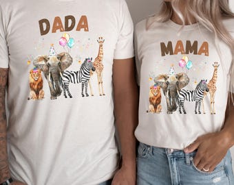 Two Wild Matching Family Safari Animals Birthday Shirt