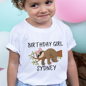 Sloth Birthday Shirt for Girls,  Sloth Birthday Party, Outfit,  Sloth 1st 2nd 3rd 4th Birthday, Girl Birthday Shirt Personalized