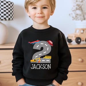 toddler birthday sweatshirt, 2nd Birthday Sweatshirt, transportation Birthday Shirt, Birthday Boy Shirt, Birthday Party sweater
