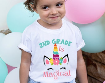 2nd Grade Shirts,  First day of school, Unicorn shirt, First Grade, Personalized Name shirt, custom back to school shirt