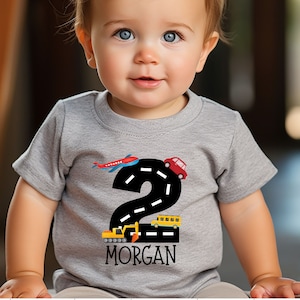 Transportation Birthday Shirt, Things that Go Vehicle Party, Planes Trains Automobiles, 2nd Birthday Birthday Personalized Shirt