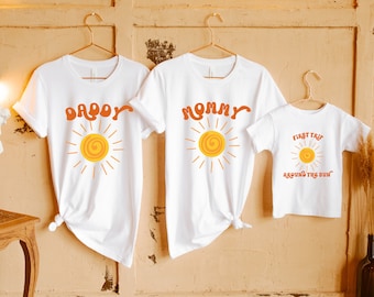 First Trip Around The Sun Birthday Shirt, Boho Sun Birthday, 1st Birthday Outfit, Sunshine Tee, 1st Birthday Shirt, Matching Family Birthday